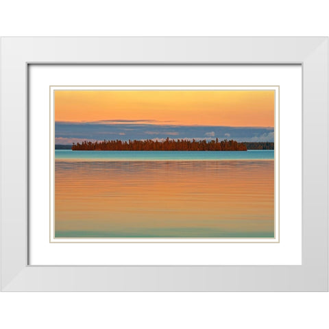 Canada-Ontario Perrault Lake at sunset White Modern Wood Framed Art Print with Double Matting by Jaynes Gallery
