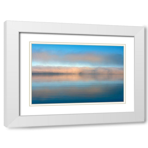 Canada-Ontario-Rossport Fog on Lake Superior at sunrise White Modern Wood Framed Art Print with Double Matting by Jaynes Gallery
