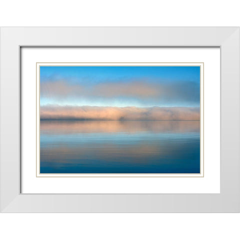 Canada-Ontario-Rossport Fog on Lake Superior at sunrise White Modern Wood Framed Art Print with Double Matting by Jaynes Gallery