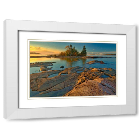 Canada-Ontario-Caron Island and Lake Superior St sunrise-Rossport White Modern Wood Framed Art Print with Double Matting by Jaynes Gallery