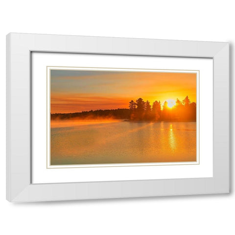 Canada-Ontario-Sunrise on Kakabikitchewan Lake White Modern Wood Framed Art Print with Double Matting by Jaynes Gallery