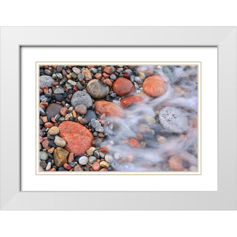 Canada-Ontario-Marathon Wave crashing on rocks at Pebble Beach White Modern Wood Framed Art Print with Double Matting by Jaynes Gallery
