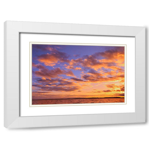 Canada-Ontario-Pakwash Lake Provincial Park-Pakwash Lake at sunset White Modern Wood Framed Art Print with Double Matting by Jaynes Gallery