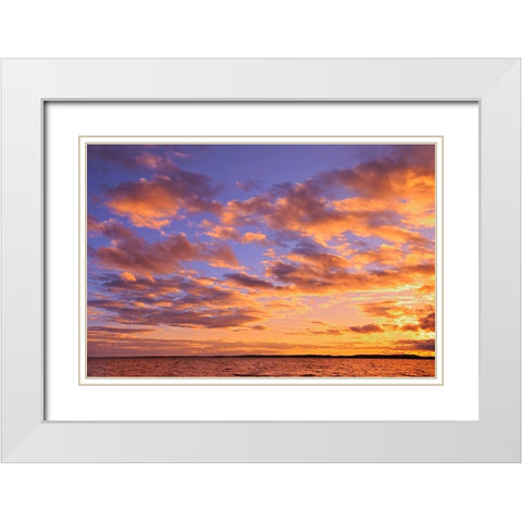Canada-Ontario-Pakwash Lake Provincial Park-Pakwash Lake at sunset White Modern Wood Framed Art Print with Double Matting by Jaynes Gallery
