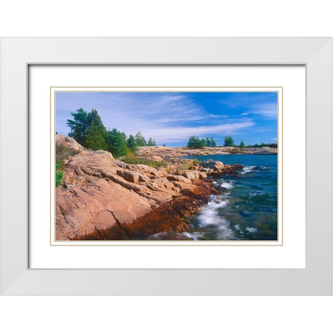 Canada-Ontario-Killarney Provincial Park Shoreline along Georgian Bay on Lake Huron White Modern Wood Framed Art Print with Double Matting by Jaynes Gallery