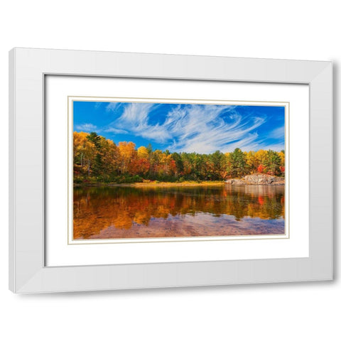 Canada-Ontario-Chutes Provincial Park Reflection on the Aux Sables River in autumn White Modern Wood Framed Art Print with Double Matting by Jaynes Gallery