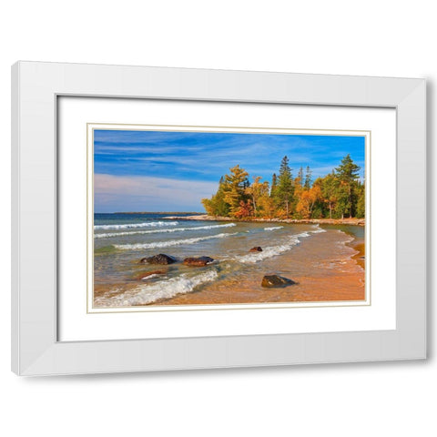 Canada-Ontario-Lake Superior Provincial Park Lake Superior at Katherine Cove White Modern Wood Framed Art Print with Double Matting by Jaynes Gallery