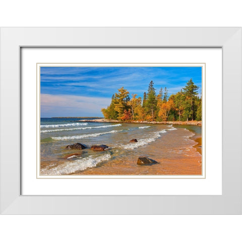 Canada-Ontario-Lake Superior Provincial Park Lake Superior at Katherine Cove White Modern Wood Framed Art Print with Double Matting by Jaynes Gallery