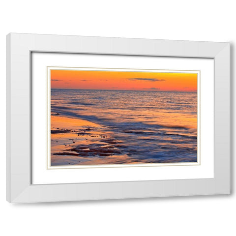 Canada-Prince Edward Island-Cable Head Shoreline along Gulf of St Lawrence at sunset White Modern Wood Framed Art Print with Double Matting by Jaynes Gallery