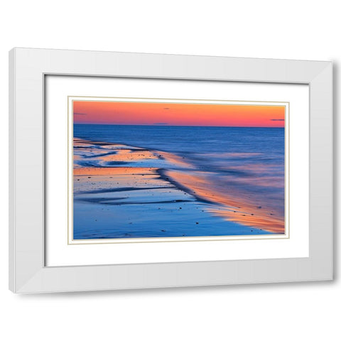 Canada-Prince Edward Island-Cable Head Shoreline along Gulf of St Lawrence at sunset White Modern Wood Framed Art Print with Double Matting by Jaynes Gallery