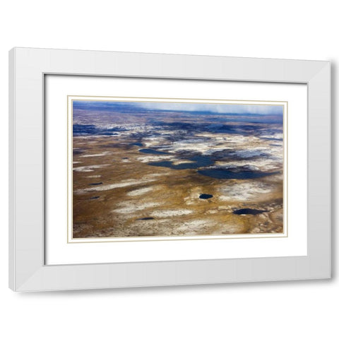 Canada, Quebec Aerial of the Nunavik region White Modern Wood Framed Art Print with Double Matting by Flaherty, Dennis