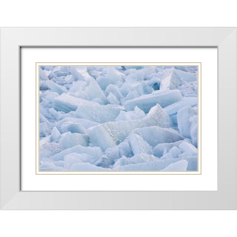 Canada, Quebec Melting ice on St Lawrence river White Modern Wood Framed Art Print with Double Matting by Delisle, Gilles