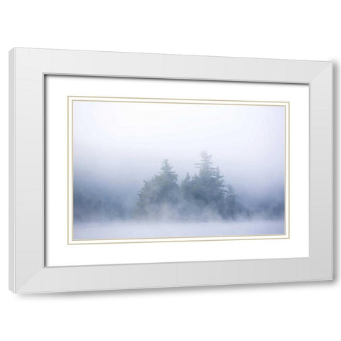 Canada, Quebec, Sunset on Lake Long Pond White Modern Wood Framed Art Print with Double Matting by Delisle, Gilles