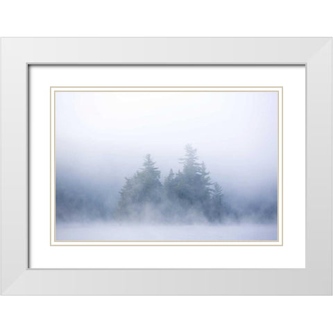 Canada, Quebec, Sunset on Lake Long Pond White Modern Wood Framed Art Print with Double Matting by Delisle, Gilles