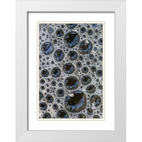 Canada, Quebec Foam caught under ice White Modern Wood Framed Art Print with Double Matting by Delisle, Gilles