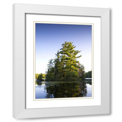 Canada, Quebec Island on Lake Long Pond White Modern Wood Framed Art Print with Double Matting by Delisle, Gilles