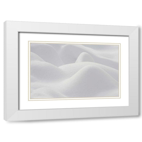 Canada, Quebec, Snow patterns over rocks White Modern Wood Framed Art Print with Double Matting by Delisle, Gilles