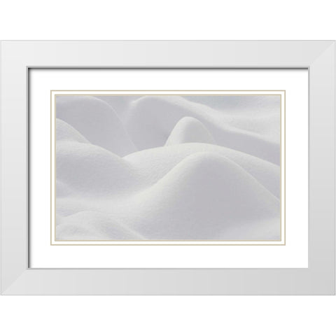 Canada, Quebec, Snow patterns over rocks White Modern Wood Framed Art Print with Double Matting by Delisle, Gilles