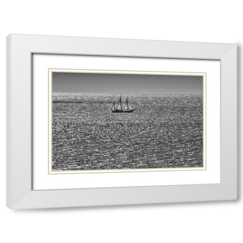 Canada-Quebec-LAnse-Pleureuse Sailboat on Gulf of St Lawrence White Modern Wood Framed Art Print with Double Matting by Jaynes Gallery