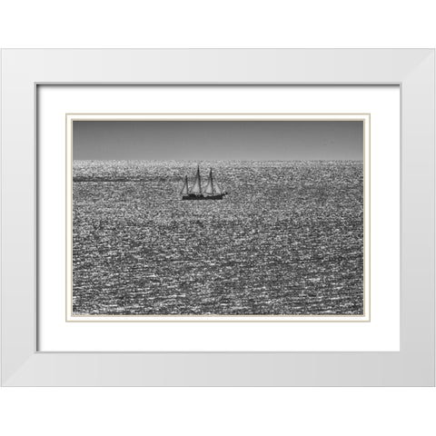 Canada-Quebec-LAnse-Pleureuse Sailboat on Gulf of St Lawrence White Modern Wood Framed Art Print with Double Matting by Jaynes Gallery