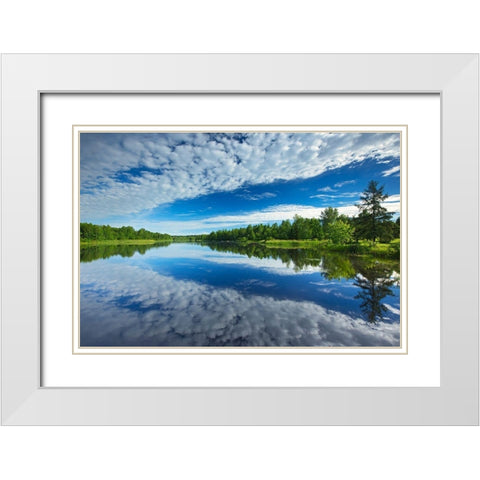 Canada-Quebec-Latulipe Cloud reflection on Riviere Fraser White Modern Wood Framed Art Print with Double Matting by Jaynes Gallery
