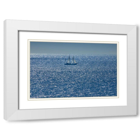 Canada-Quebec-LAnse-Pleureuse Sailboat on Gulf of St Lawrence White Modern Wood Framed Art Print with Double Matting by Jaynes Gallery