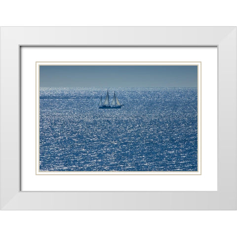 Canada-Quebec-LAnse-Pleureuse Sailboat on Gulf of St Lawrence White Modern Wood Framed Art Print with Double Matting by Jaynes Gallery