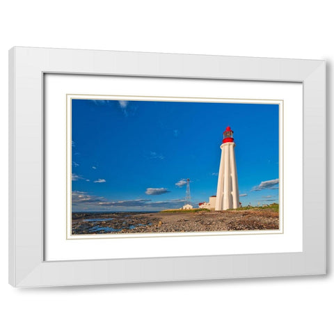 Canada-Quebec-Pointe-Au-Pere Lighthouse on shore of St Lawrence River White Modern Wood Framed Art Print with Double Matting by Jaynes Gallery