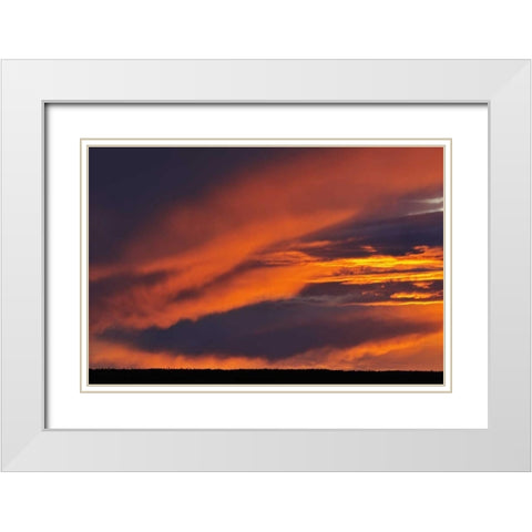 Canada Storm over Prince Albert NP at sunset White Modern Wood Framed Art Print with Double Matting by Grandmaison, Mike