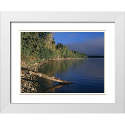 Canada, Saskatchewan, Waskesiu Lake White Modern Wood Framed Art Print with Double Matting by Grandmaison, Mike