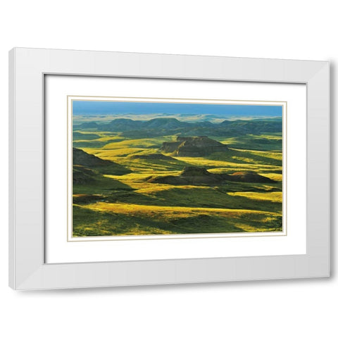 Canada, Grasslands NP Killdeer Badlands, sunset White Modern Wood Framed Art Print with Double Matting by Grandmaison, Mike
