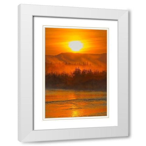 Canada-Yukon-Kluane National Park Fog on Dezadeash River at sunrise White Modern Wood Framed Art Print with Double Matting by Jaynes Gallery