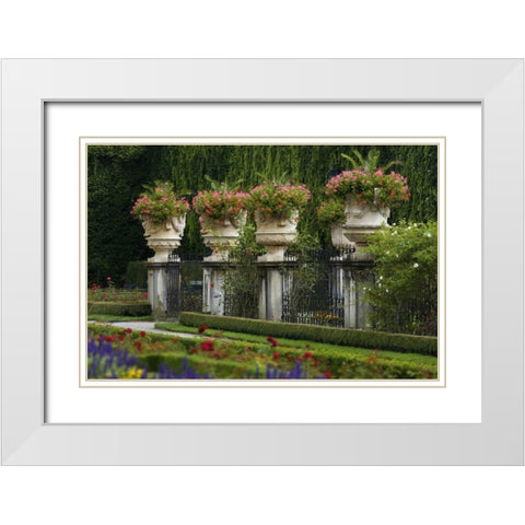 Austria, Salzburg Flower pots at Mirabell Palace White Modern Wood Framed Art Print with Double Matting by Flaherty, Dennis