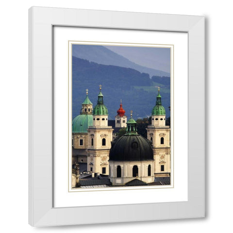 Austria, Salzburg Tower domes in city scenic White Modern Wood Framed Art Print with Double Matting by Flaherty, Dennis