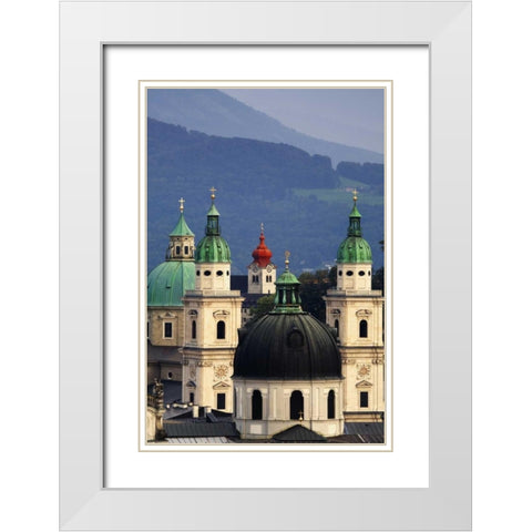 Austria, Salzburg Tower domes in city scenic White Modern Wood Framed Art Print with Double Matting by Flaherty, Dennis