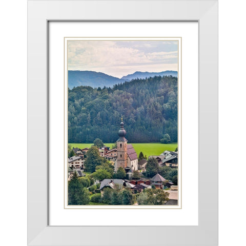 Austria-Salzburg-Grodig-Mountains and View Around Salzburg White Modern Wood Framed Art Print with Double Matting by Looney, Hollice