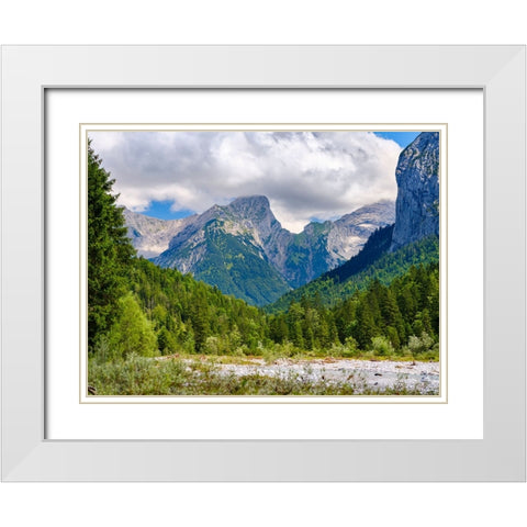 Karwendel Mountains near Eng Alpe in the valley of Rissbach Creek in Tyrol- Austria White Modern Wood Framed Art Print with Double Matting by Zwick, Martin