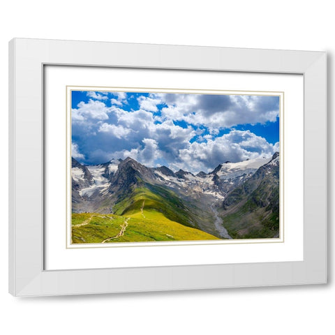 Valley Rotmoostal and valley Gaisbergtal-Mt. Hohe Mut- Otztal Alps-Europe- Austria- Tyrol White Modern Wood Framed Art Print with Double Matting by Zwick, Martin