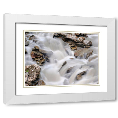 Glacial stream Rotmoosache in the Otztal Alps in the Naturepark Otztal. Europe- Austria- Tyrol White Modern Wood Framed Art Print with Double Matting by Zwick, Martin