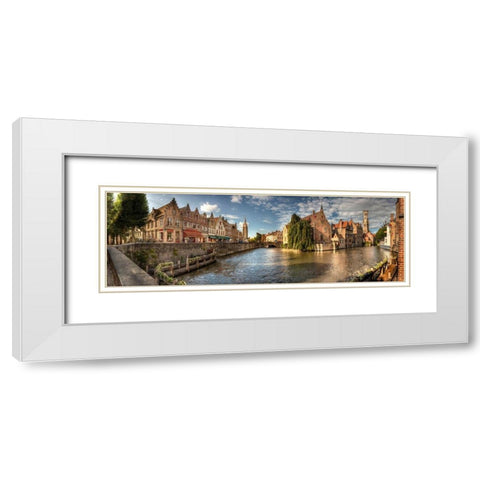 Main canal in Bruges-Belgium White Modern Wood Framed Art Print with Double Matting by Steve Mohlenkamp