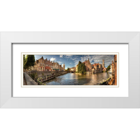 Main canal in Bruges-Belgium White Modern Wood Framed Art Print with Double Matting by Steve Mohlenkamp