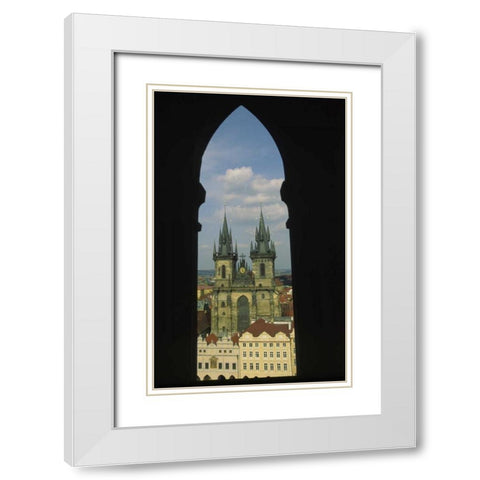 Czech Republic, Prague, Tyn Church in Town Square White Modern Wood Framed Art Print with Double Matting by Satushek, Steve