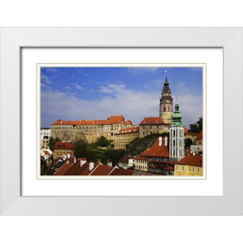 Czech Republic Cesky Krumlov Castle in townscape White Modern Wood Framed Art Print with Double Matting by Flaherty, Dennis