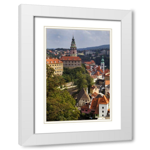 Czech Republic Cesky Krumlov Castle in townscape White Modern Wood Framed Art Print with Double Matting by Flaherty, Dennis