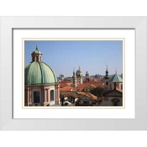 Czech Republic, Prague, Old Town  Church towers White Modern Wood Framed Art Print with Double Matting by Flaherty, Dennis