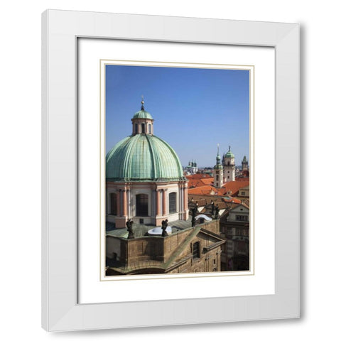 Czech Republic, Prague, Old Town  Church towers White Modern Wood Framed Art Print with Double Matting by Flaherty, Dennis