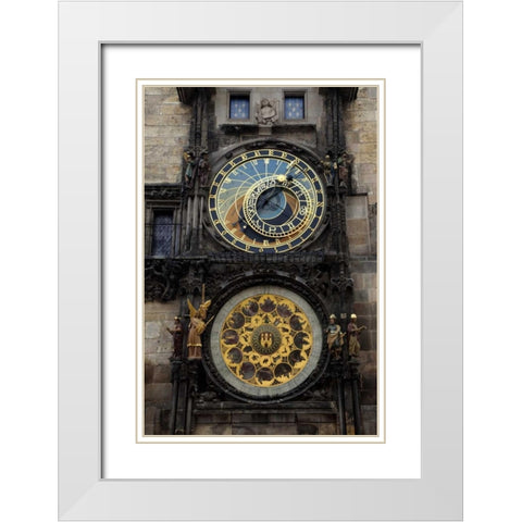 Czech Republic, Prague Astronomical clock White Modern Wood Framed Art Print with Double Matting by Flaherty, Dennis