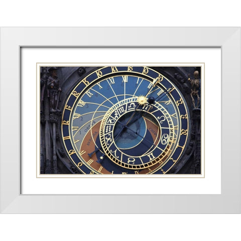 Czech Republic, Prague Astronomical clock White Modern Wood Framed Art Print with Double Matting by Flaherty, Dennis
