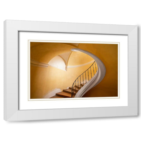 Czech Republic-Prague-Kutna Hora-Stairwell in Monastery Church of Assumption of Our Lady at Sedlec White Modern Wood Framed Art Print with Double Matting by Jaynes Gallery