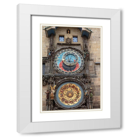 Astronomical Clock Tower in Prague-Czech Republic White Modern Wood Framed Art Print with Double Matting by Haney, Chuck
